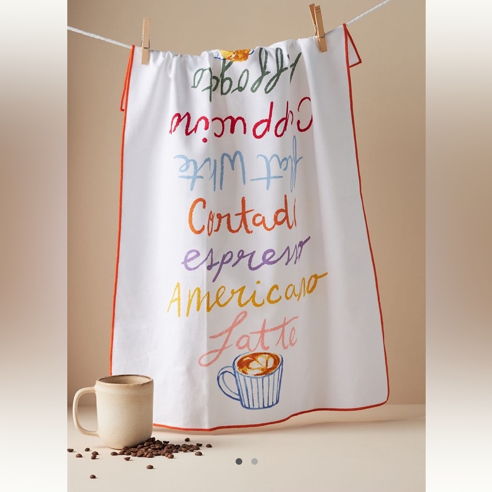 Anthropologie COFFEE ALL DAY COTTON DISH TOWEL